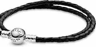 Image result for Pandora Double Black Leather Bracelet