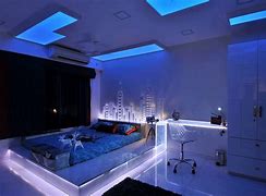 Image result for Bedroom Office Setup with Blue LED Lights