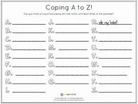 Image result for Coping Skills A Z Worksheet