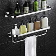 Image result for Glass Bathroom Shelf with Towel Bar