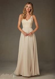 Image result for Chiffon Champagne Bridesmaid Dress