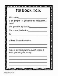 Image result for 3rd Grade Book Talk Forms