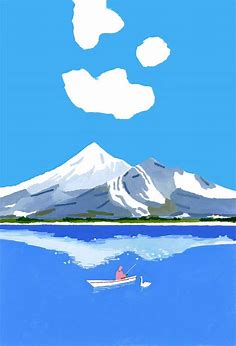 Fishing on the winter lake de Hiroyuki Izutsu - Reproduction d'art haut de gamme