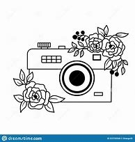 Image result for Camera with Flowers Outline