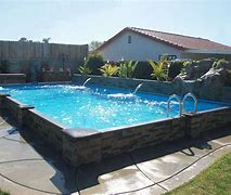 Image result for Semi Inground Pool with Stone
