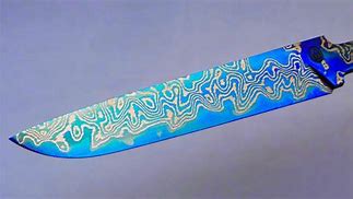 Image result for Blue Damascus Knife