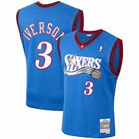 Image result for Allen Iverson Blue Sixers Jersey