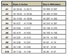 Image result for Standard Paper Size Chart Inches