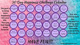 Image result for 30-Day Happiness Challenge Printable