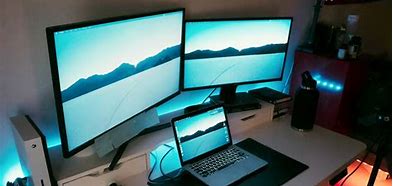 Image result for 4 Monitor Desk Setup