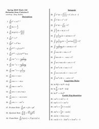 Image result for Calculus Cheat Sheet a Level