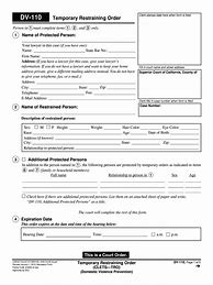 Image result for Temporary Restraining Order Forms