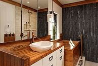 Image result for Wood and Black Finishes Bathroom