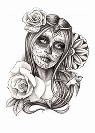 Image result for Day of the Dead Skull Tattoo Drawing