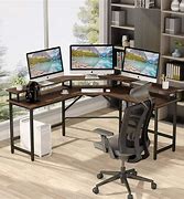 Image result for L-shaped Desk Computer Setup