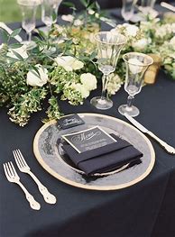 Image result for Black and Gold Table Setting