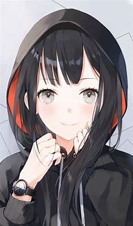 Image result for Anime Girl Black Hair Hoodie