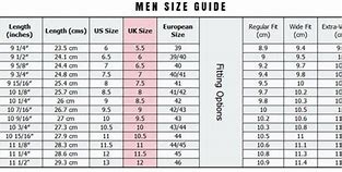 Image result for Foot Size Chart Cm