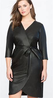 Image result for Plus Size Black Leather Dress
