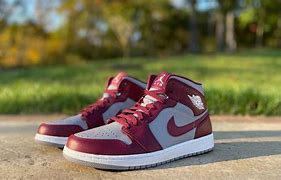 Image result for Air Jordan 1 Mid Cherry Wood Red