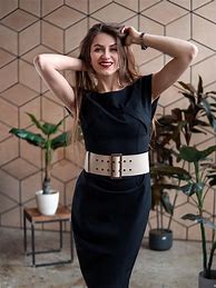 Image result for Black Dress with Belt