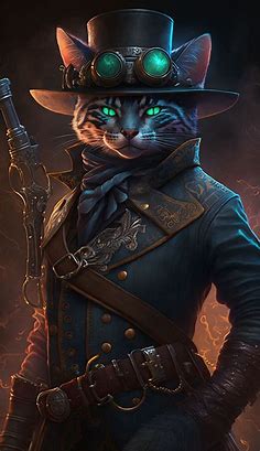 Steampunk Cat in 2023 | Steampunk cat, Cute fantasy creatures, Cat art illustration