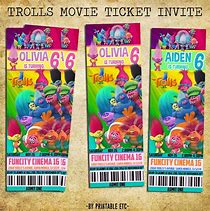 Image result for Trolls Movie Ticket