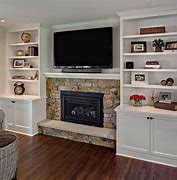 Image result for Book Shelf above Electric Wall Fireplace Unit