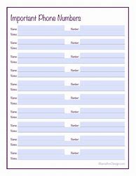 Image result for Important Phone Numbers Printable