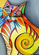 Image result for Colorful Cat Abstract Paintings