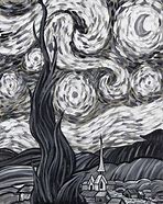 Image result for Starry Night Black and White