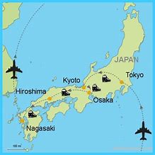 Image result for Map Tokyo Osaka Kyoto Hiroshima Nagasaki