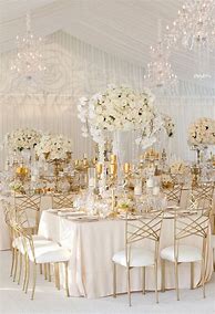 Image result for Gold and Cream Wedding Table Decorations