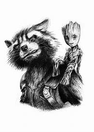 Image result for Rocket and Baby Groot Drawing