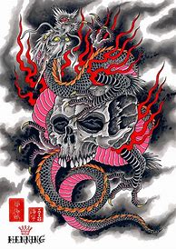 Image result for Dragon Skull Tattoo Drawings