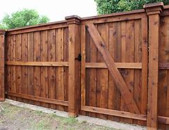 Image result for Metal Post Wood Fence Gate
