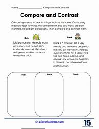 Image result for Comparing and Contrasting Worksheets
