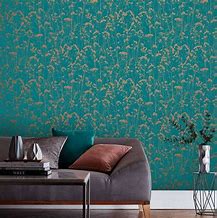 Image result for Wallpaper Bedroom Teal and Gold