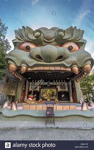 Image result for Shrine in Osaka with Huge Lion Head