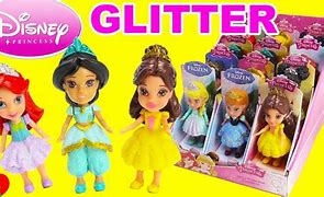 Image result for Mini Disney Princess Dolls Gold Glitter On Their Dresses