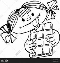 Image result for Outline of a Child Eating Sweets