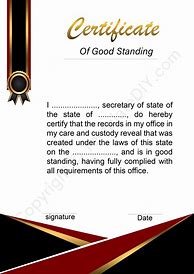Image result for Blank Certificate of Good Standing