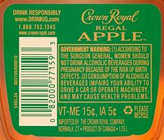 Image result for Crown Royal Apple Nutrition Facts