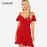 Image result for Red V Neck Wrap Dress