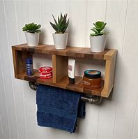 Image result for Wooden Towel Rail with Shelf