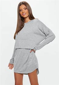 Image result for Grey Long Sleeve T-Shirt Dress