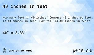 Image result for 40 Inches in Feet