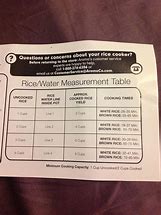 Image result for Aroma Rice Cooker Ratio Chart