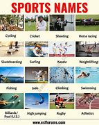 Image result for Different Sports Chart