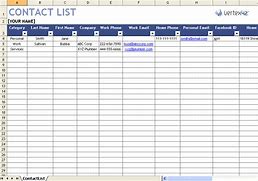 Image result for Blank Contact List 25